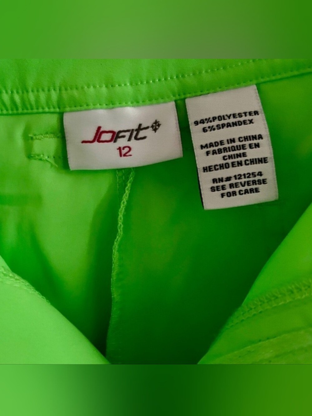 Jofit Belted Neon Lime Green shorts. 7" inseam. Size 12. EUC! - Picture 3 of 3
